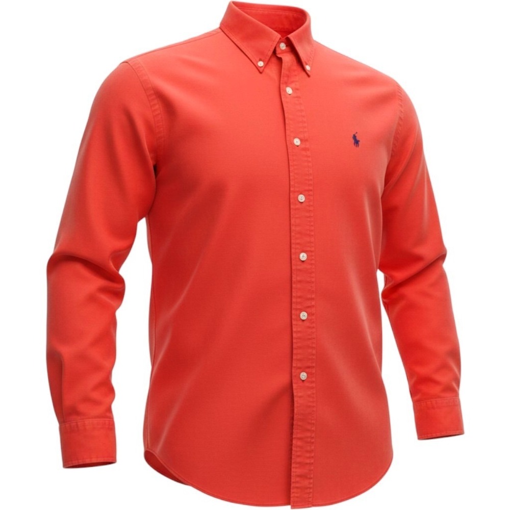 Polo Ralph Lauren Blake Shirt Mens M Orange 100% Cotton Button Down Pony
